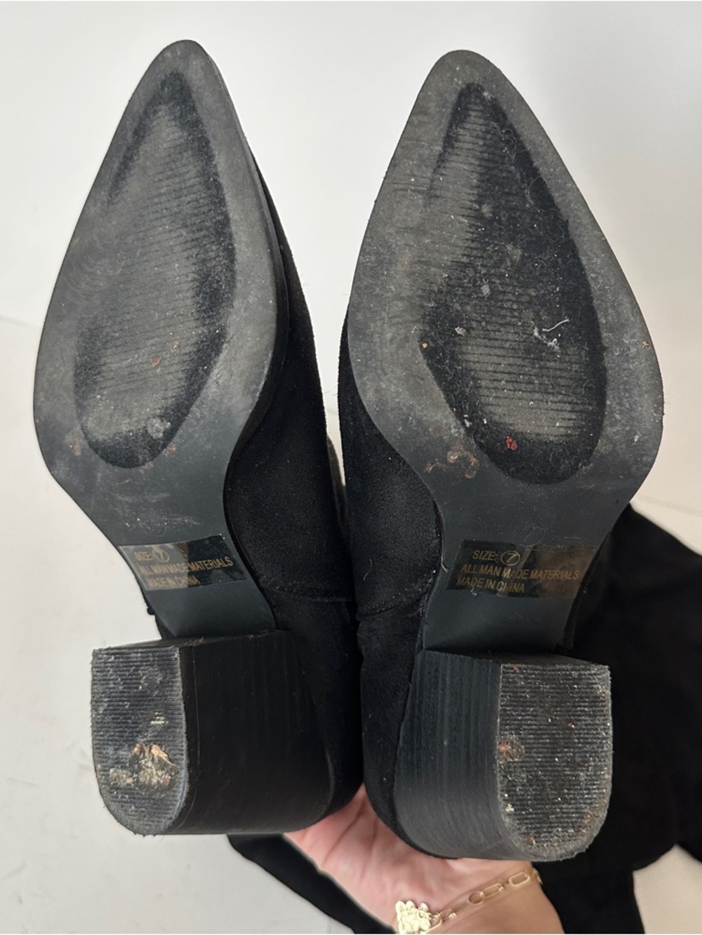 Lulu's Women's Black Suede Over-the-Knee Zip Up Block Heel Boots Size 7 - Picture 5 of 10